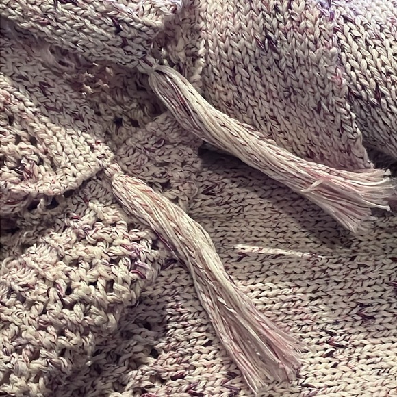 JOHNNY WAS Purple and Cream Knit Poncho With Tassels Women's One Size NWTS - Picture 8 of 10